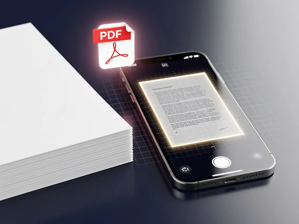 A scanned document being transformed into searchable digital text